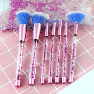 Makeup Brushes Set Cosmetic Brush Crystal Quicksand Sequins with Pouch Case